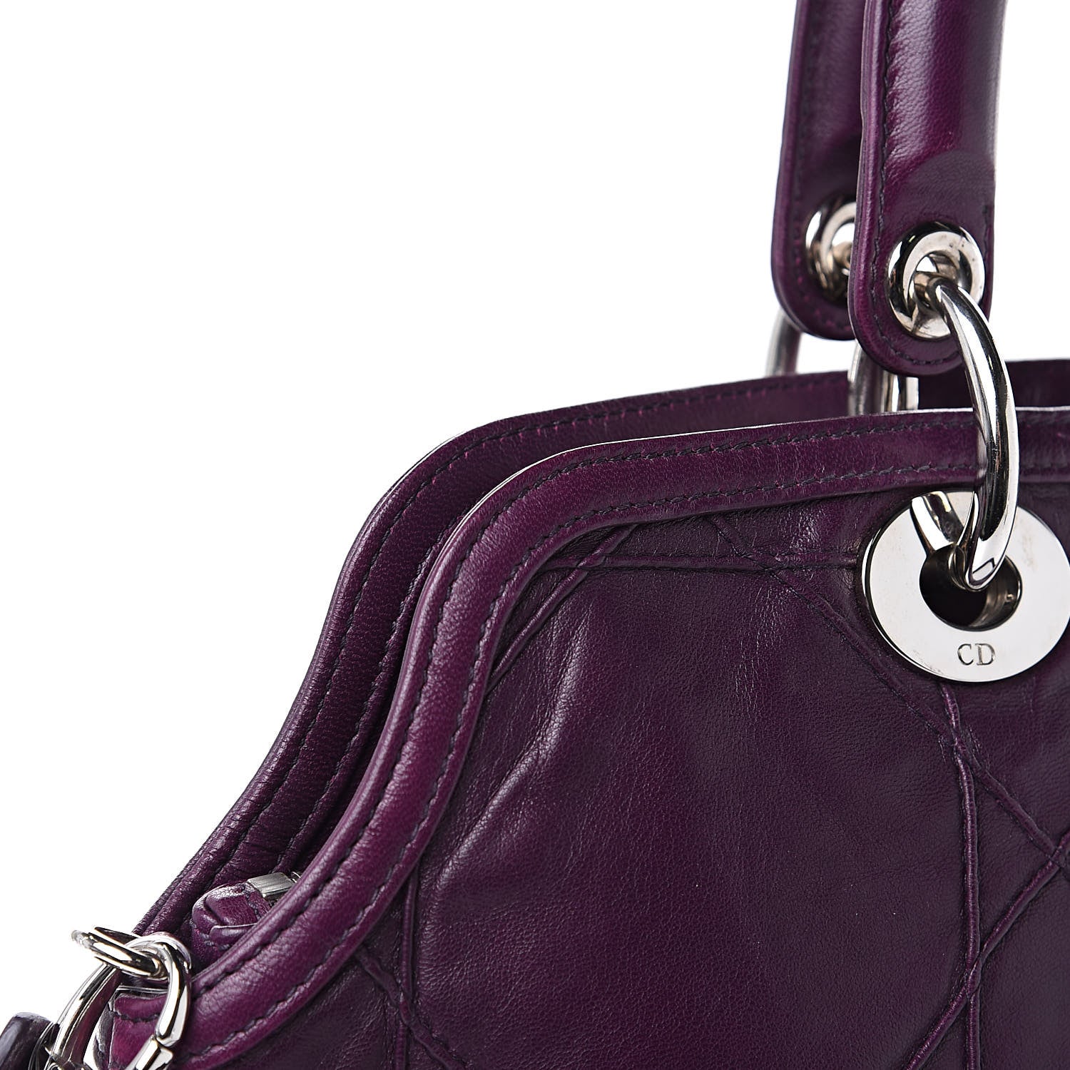 Christian Dior Lambskin Cannage Medium Granville Tote Purple 12 of 16