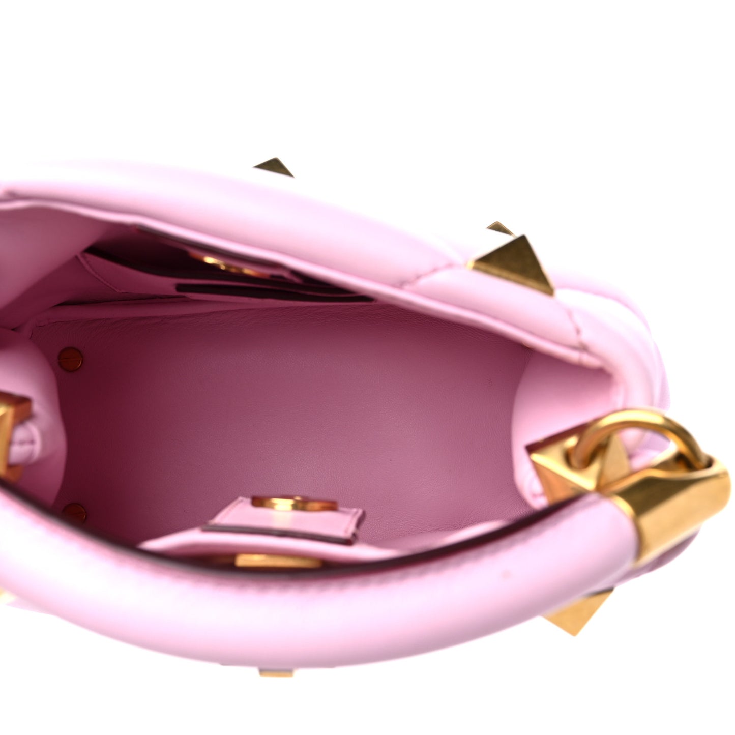 Nappa Mini Roman Stud The Handle Bag Pink Borealis