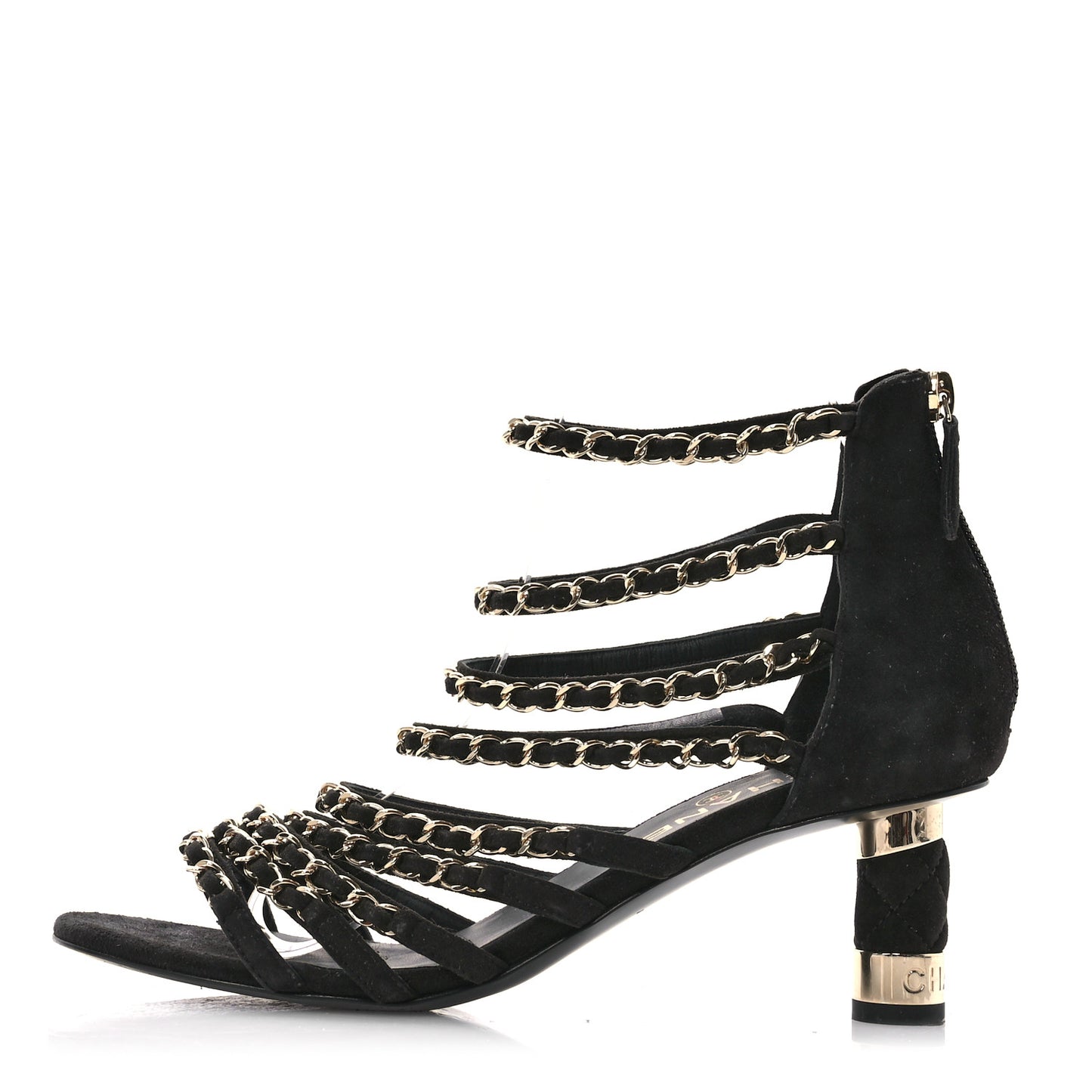 Kid Suede Chain CC Sandals 38 Black