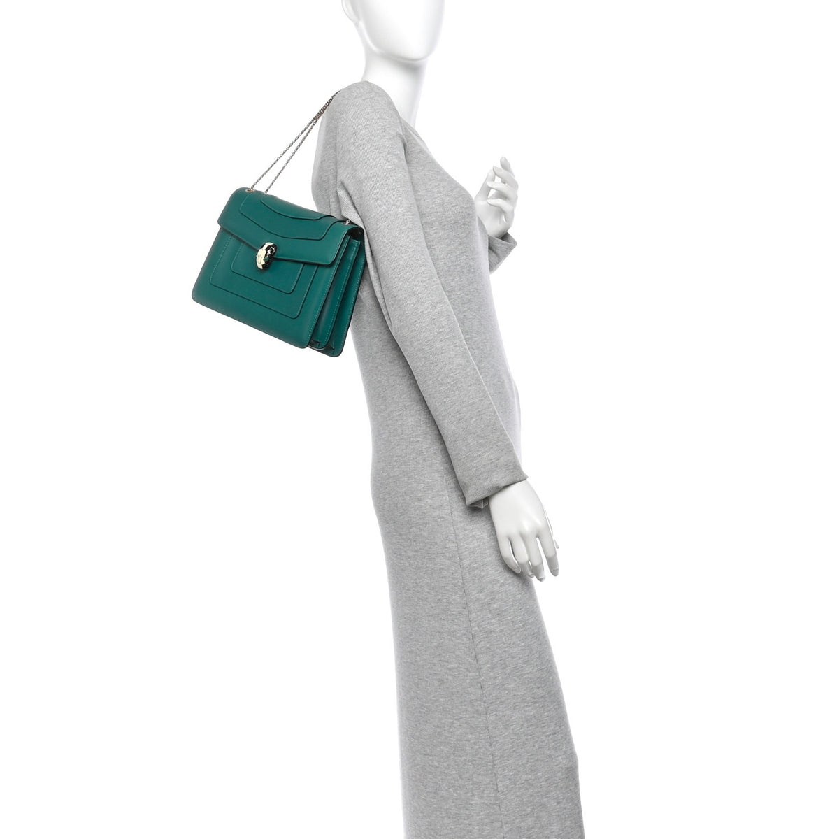 Bulgari Calfskin Serpenti Forever Shoulder Bag Emerald Green 2 of 12