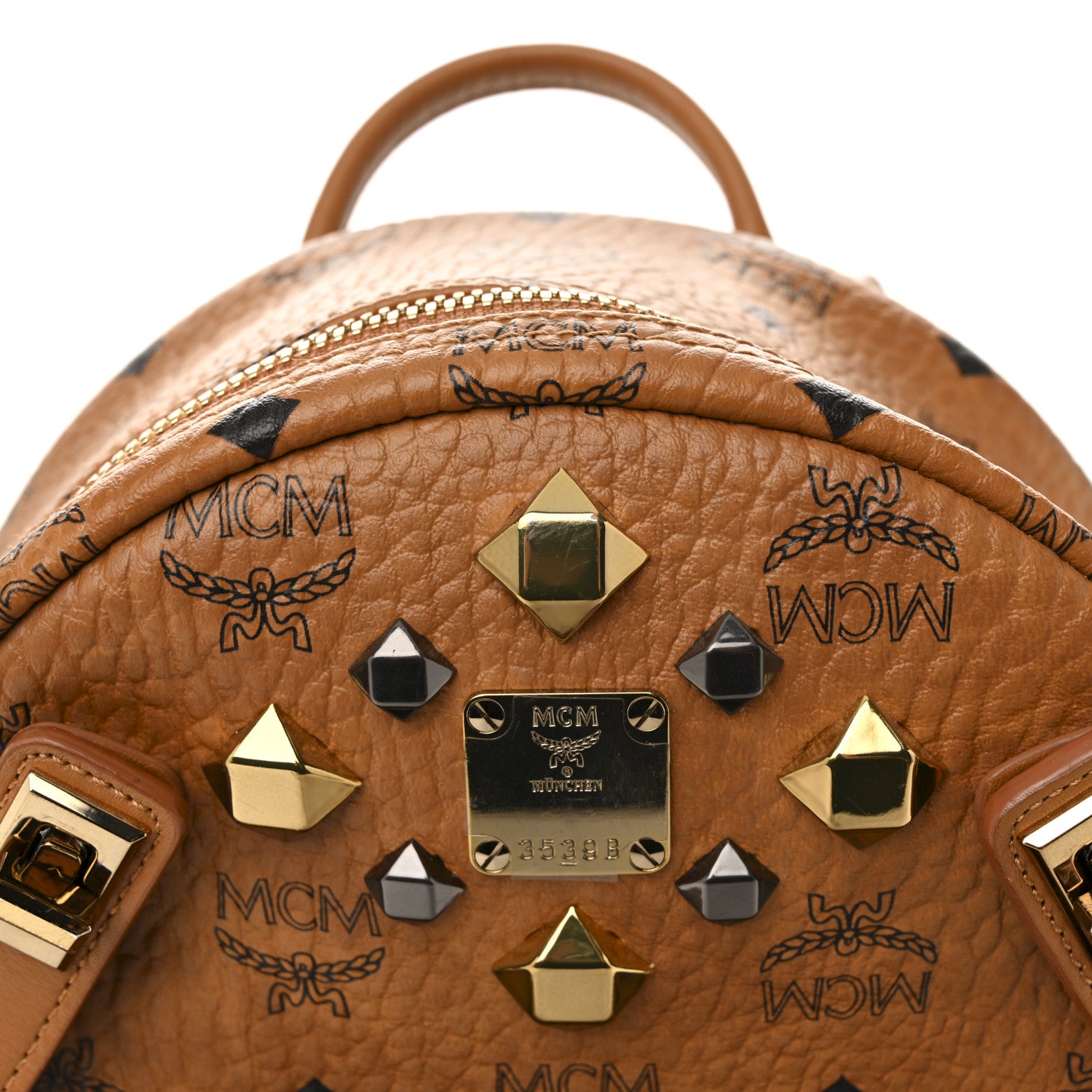 MCM　エムシーエム MCM Visetos Studded Small Dual Stark Backpack Cognac 1794846