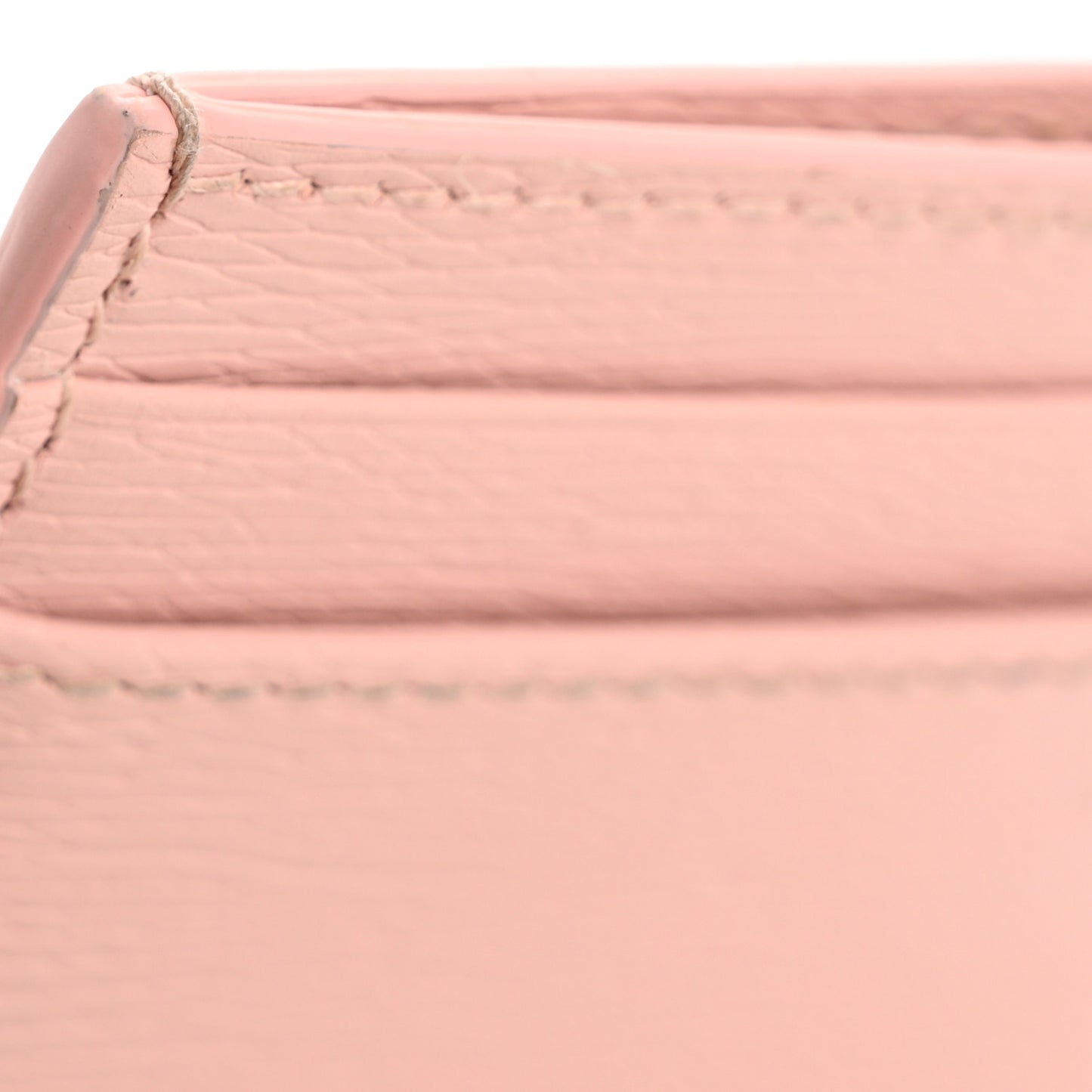 Calfskin Script Card Holder Light Pink