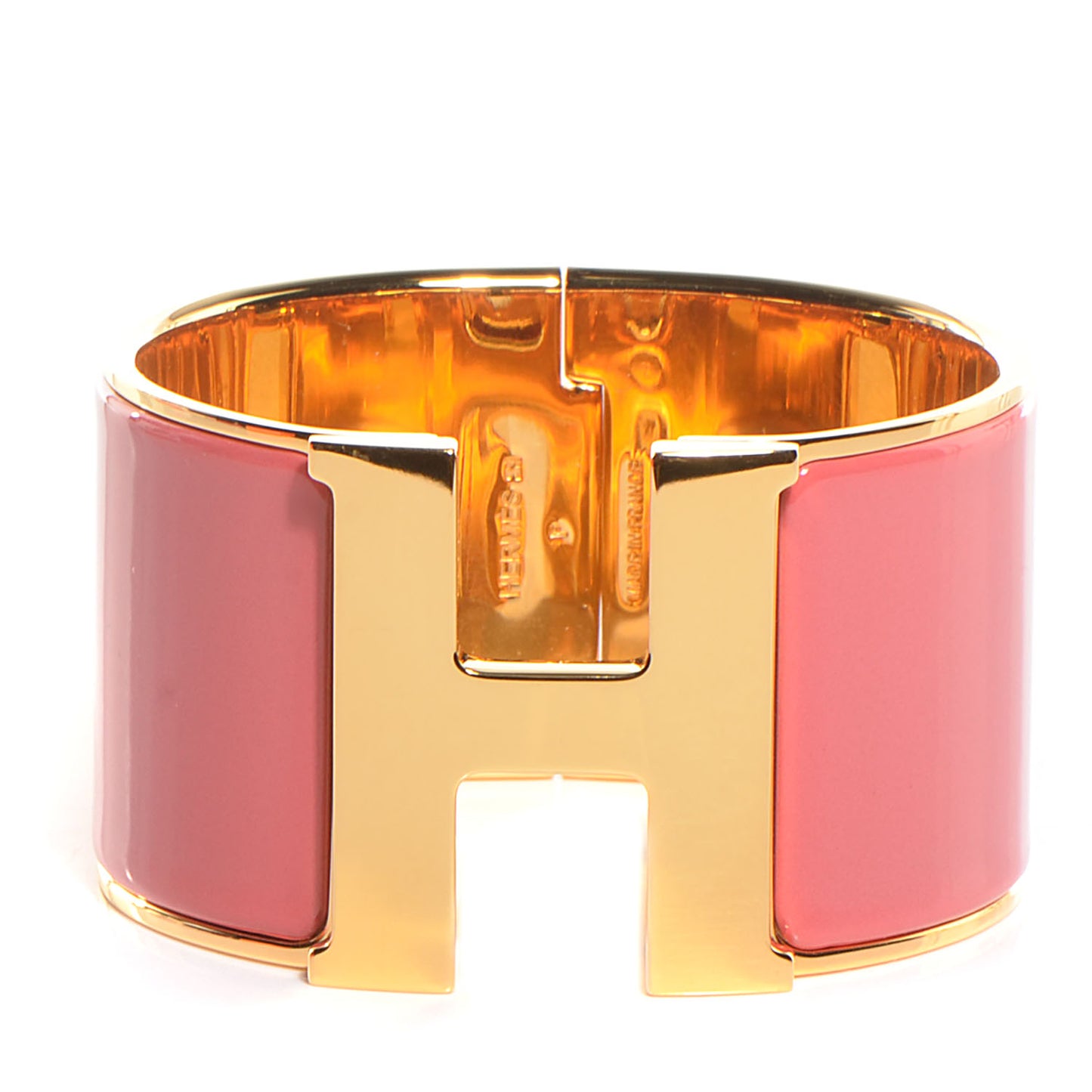 Enamel Extra Wide Clic Clac H Bracelet PM Rouge Corail