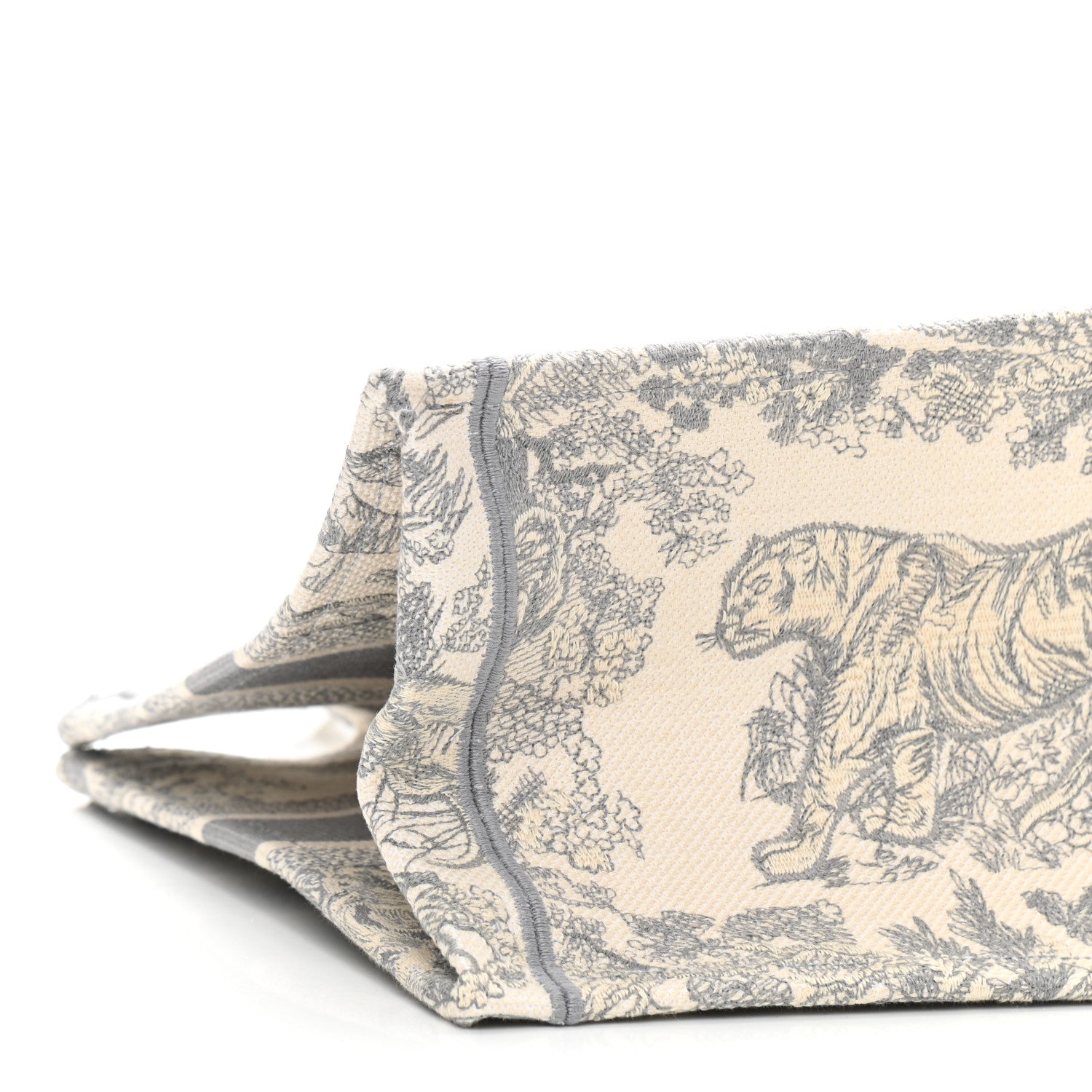Christian Dior Canvas Embroidered Medium Dioriviera Toile De Jouy Book Tote Gray 9 of 10