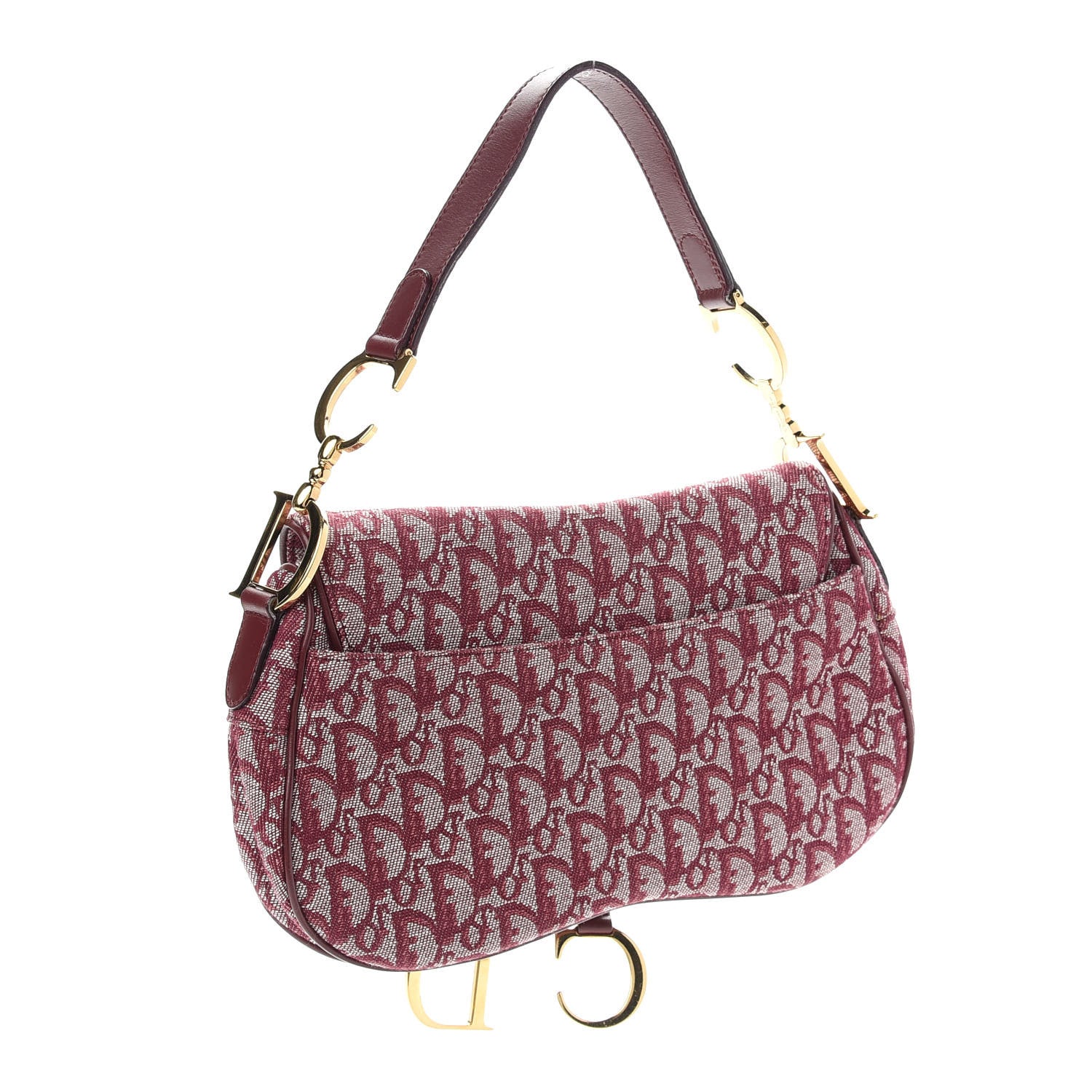 Christian Dior Monogram Double Saddle Bag Burgundy 2 of 8
