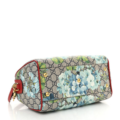 Gucci GG Supreme Monogram Blooms Small Boston Beige Blue Navy Hibiscus Red 4 of 11