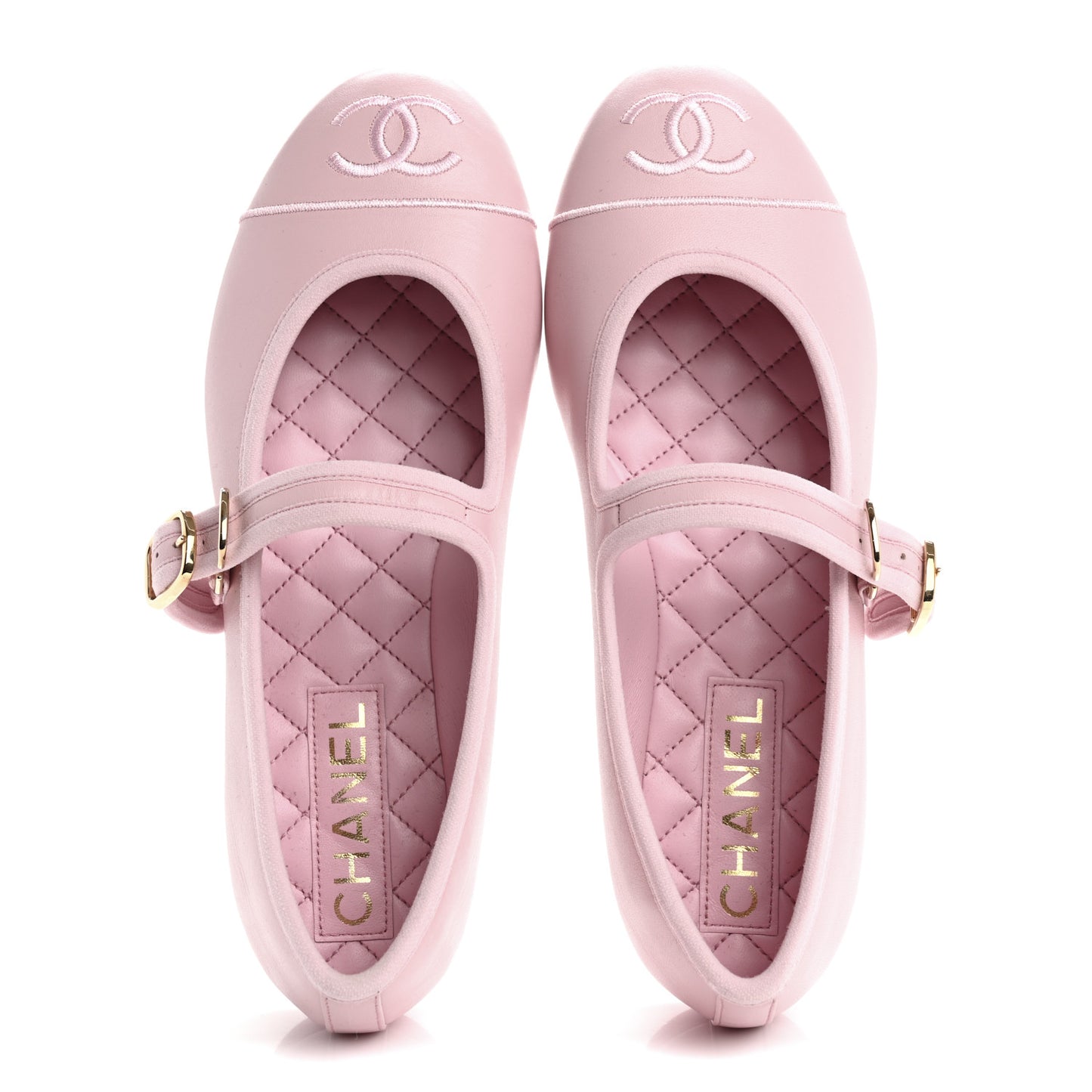 Lambskin Mary Jane Flats 37 Light Pink