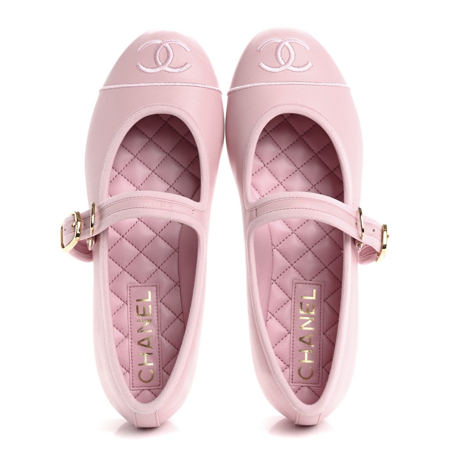 Chanel Lambskin Mary Jane Flats 37 Light Pink 2 of 10