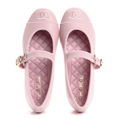 Chanel Lambskin Mary Jane Flats 37 Light Pink 2 of 10