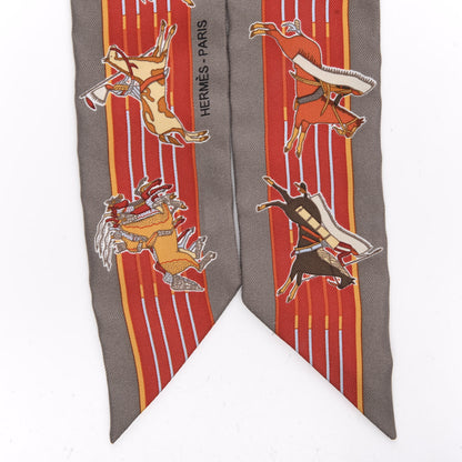 Hermes Silk Pani La Shar Pawnee Twilly Etoupe Rouge Orange 2 of 5