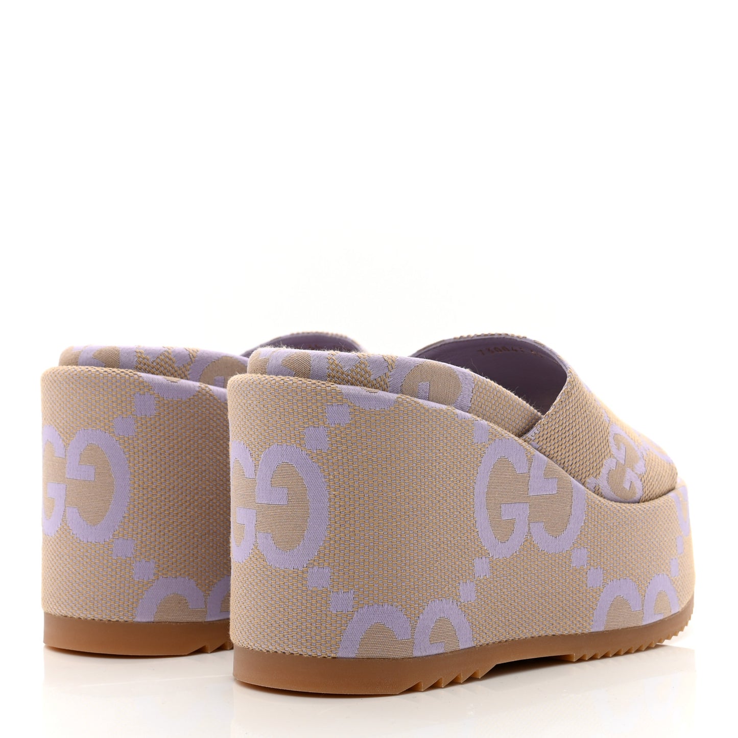Monogram Jumbo GG Platform Slide Wedge Sandals 35 Beige Lapis