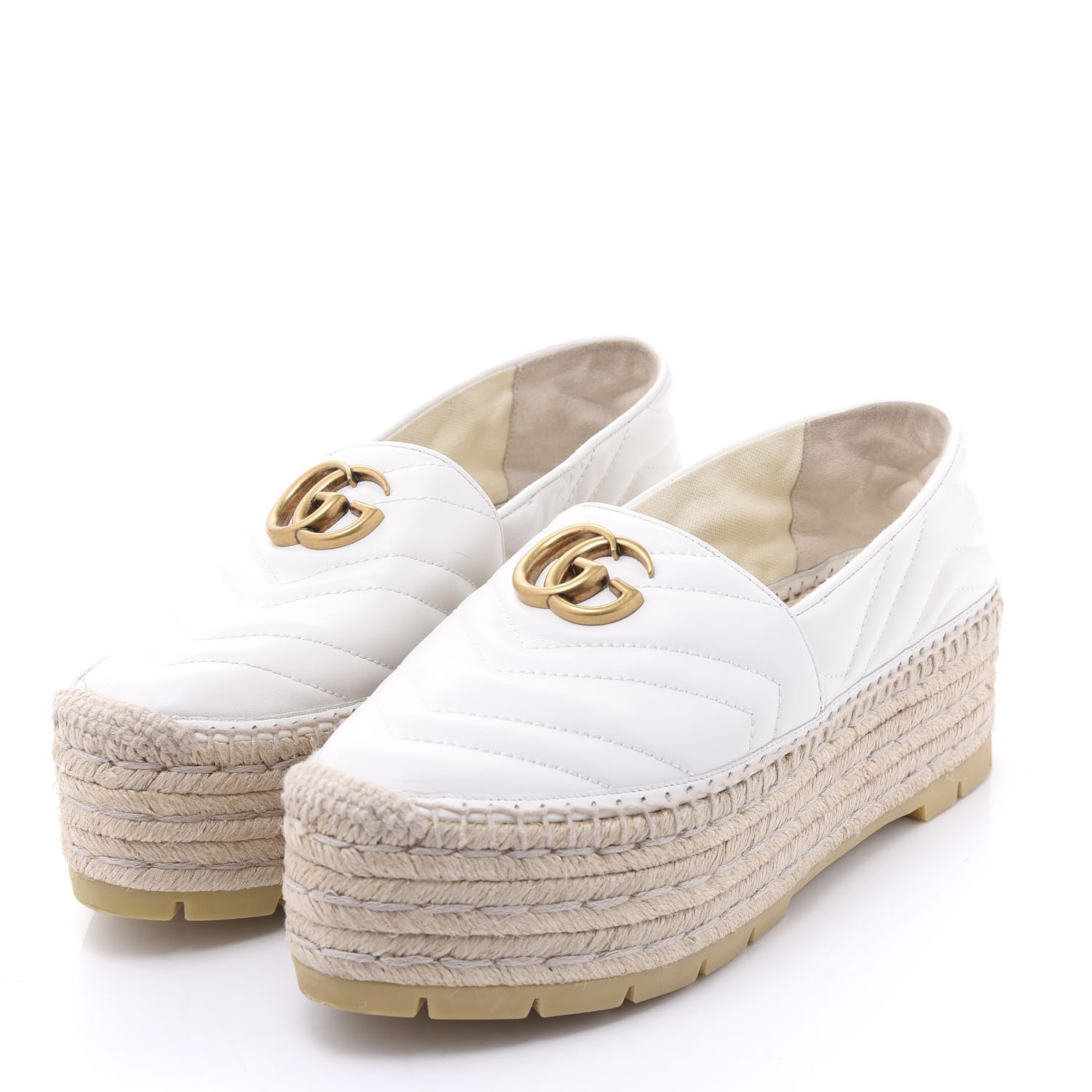 Gucci Nappa Matelasse GG Marmont Platform Espadrilles 39 Great White 2 of 9
