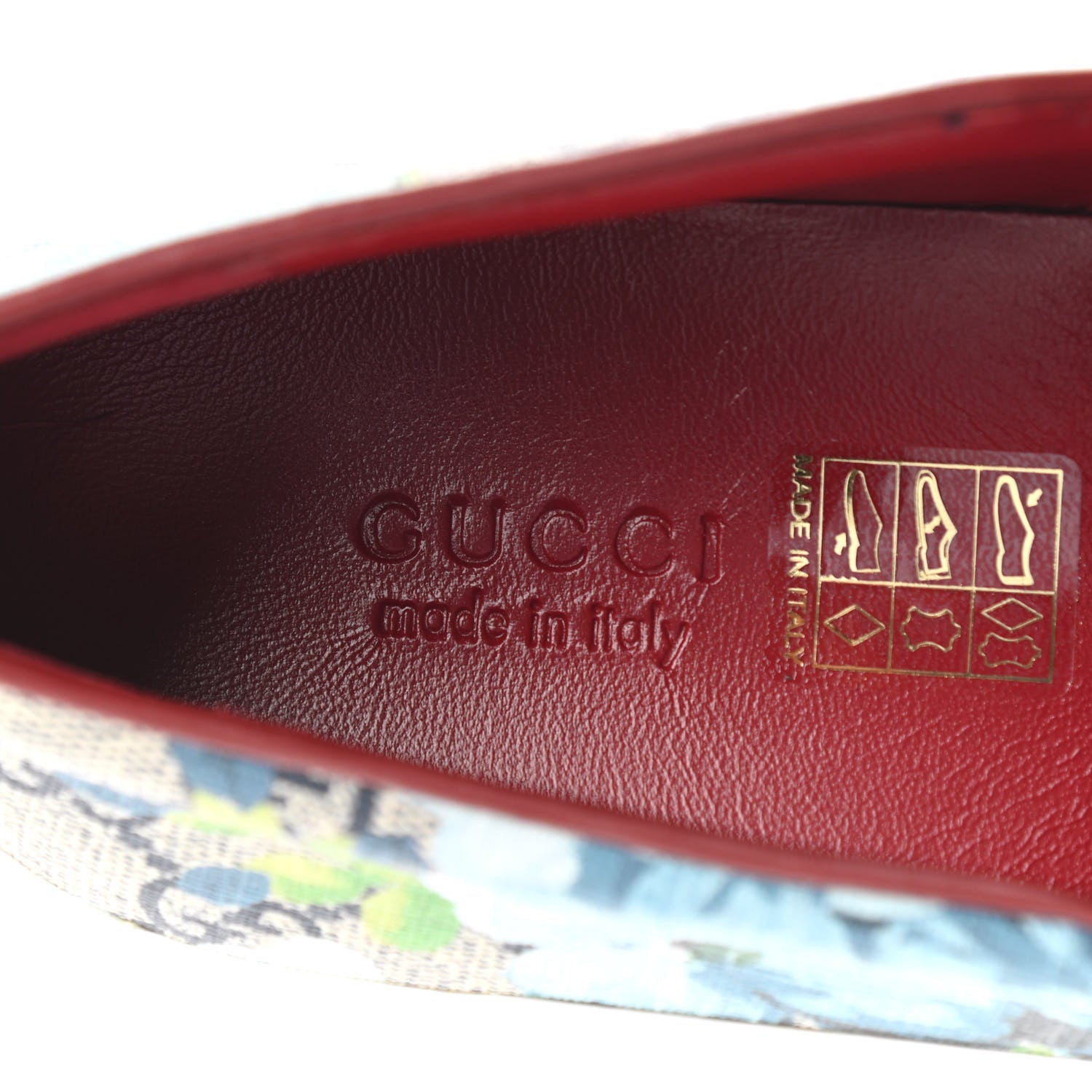 Gucci GG Supreme Monogram Blooms Womens Slip On Sneakers 37 Beige Blue Navy Red 7 of 8