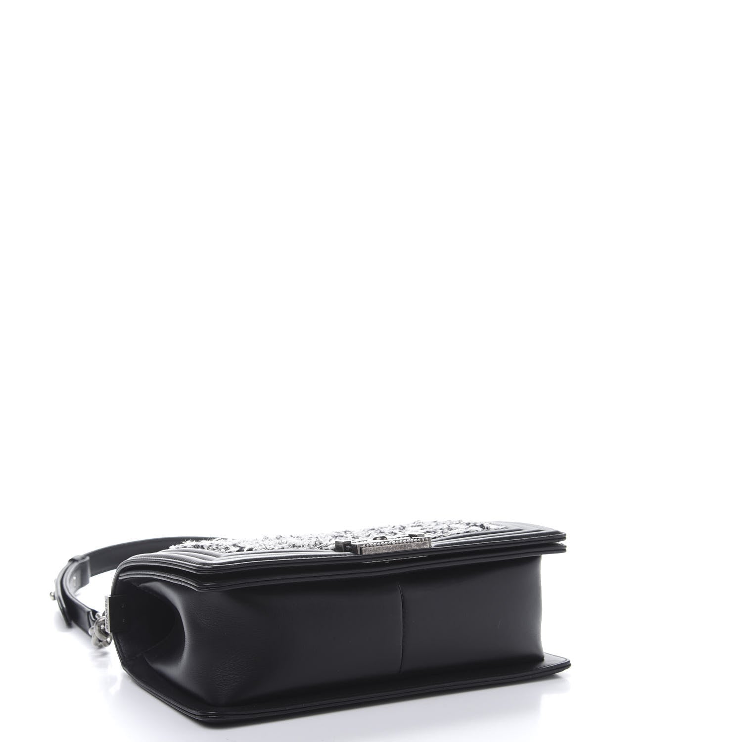 Chanel Tweed Calfskin Medium Boy Flap Black White 4 of 11