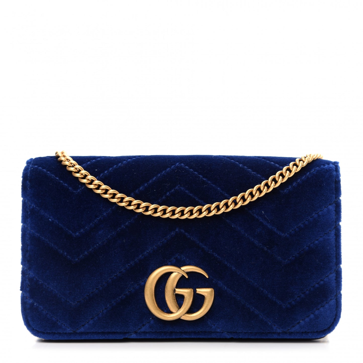 Velvet Matelasse GG Marmont Mini Bag Cobalt Blue