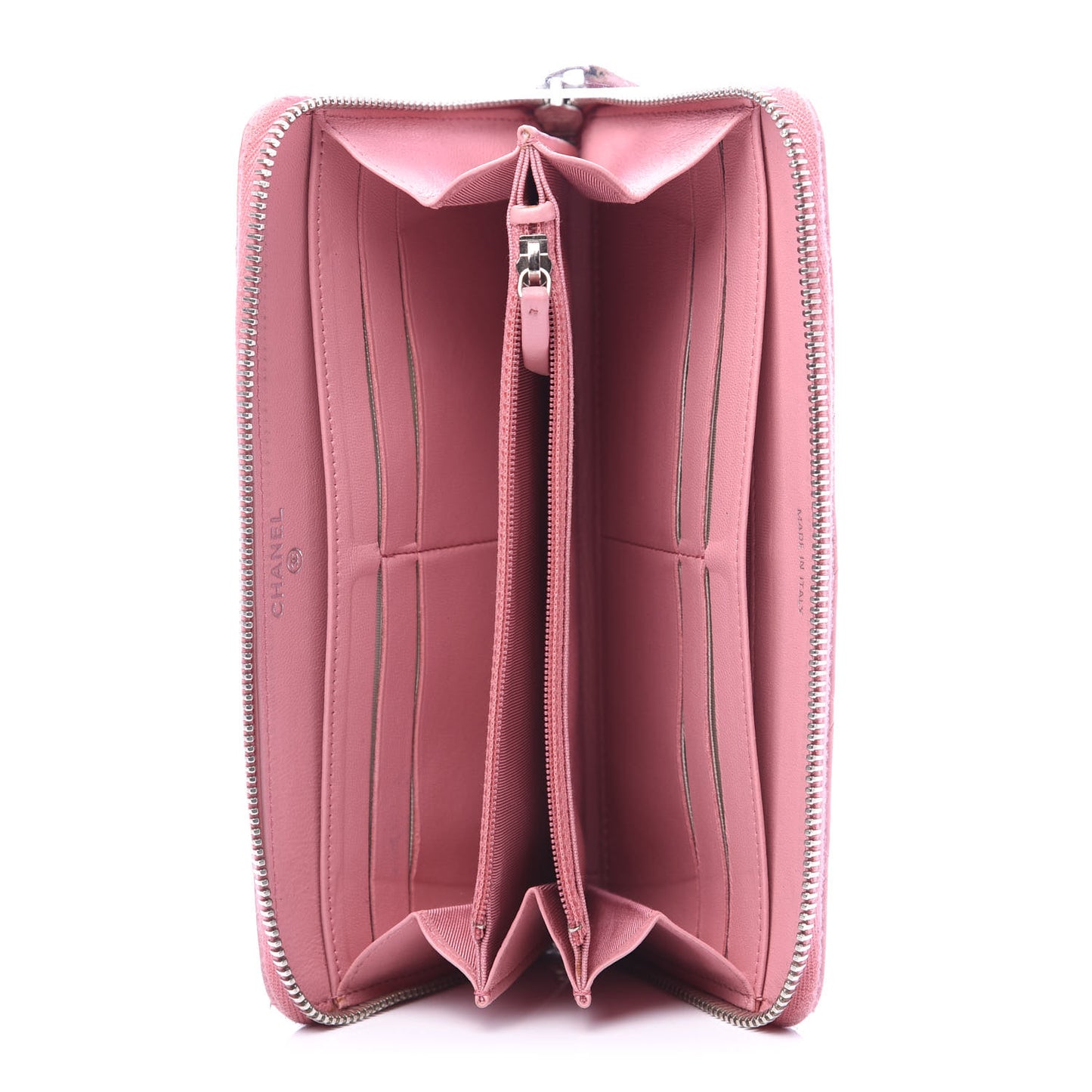 Lambskin Quilted Large Gusset Zip Around Wallet Light Pink