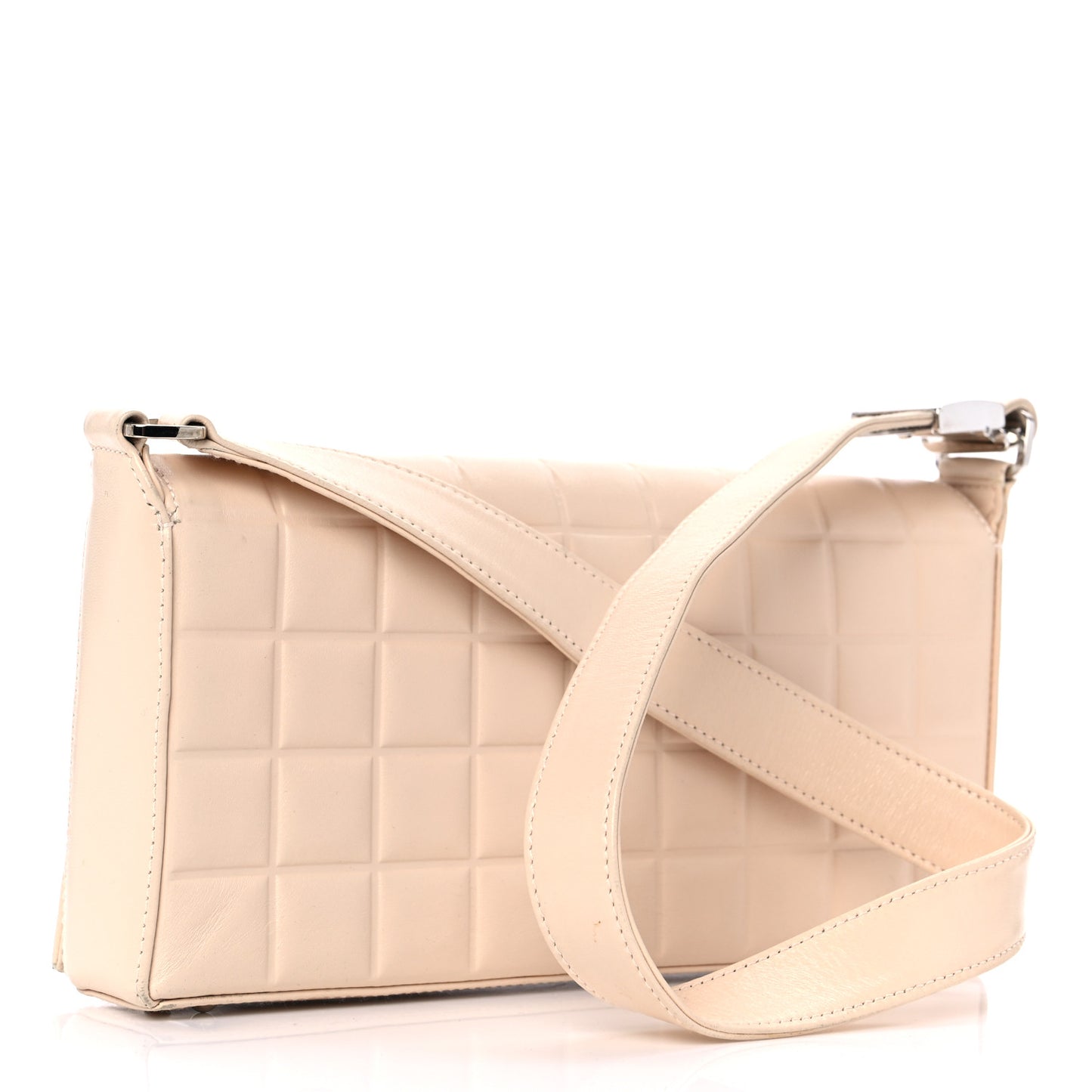 Lambskin Quilted CC Chocolate Bar Flap Beige