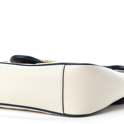 Gucci Vintage Effect Calfskin Matelasse Diagonal Small Torchon GG Marmont Shoulder Bag Mystic White Blue Agata 7 of 12
