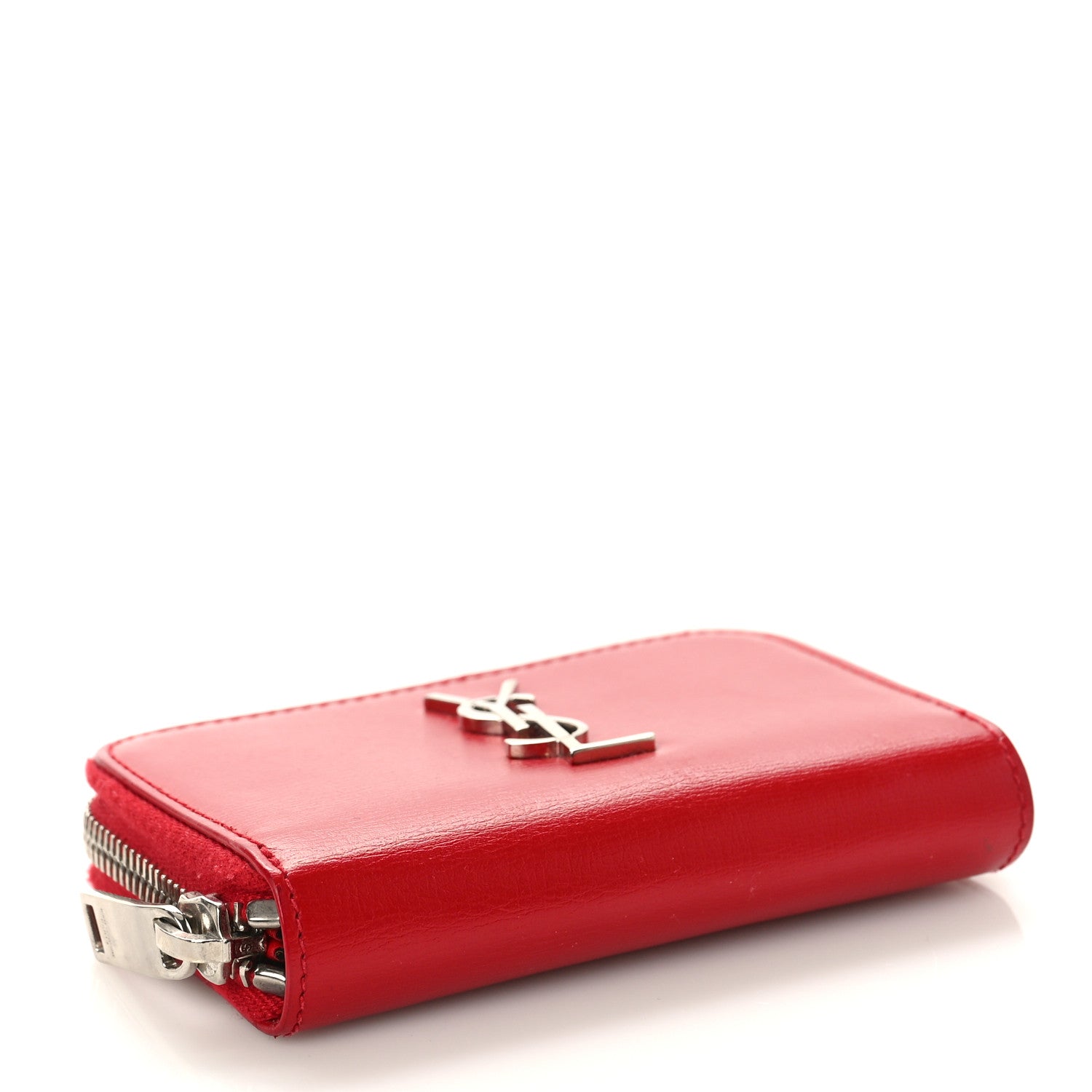 Saint Laurent Calfskin Compact Zip Around Wallet Red 4 of 9