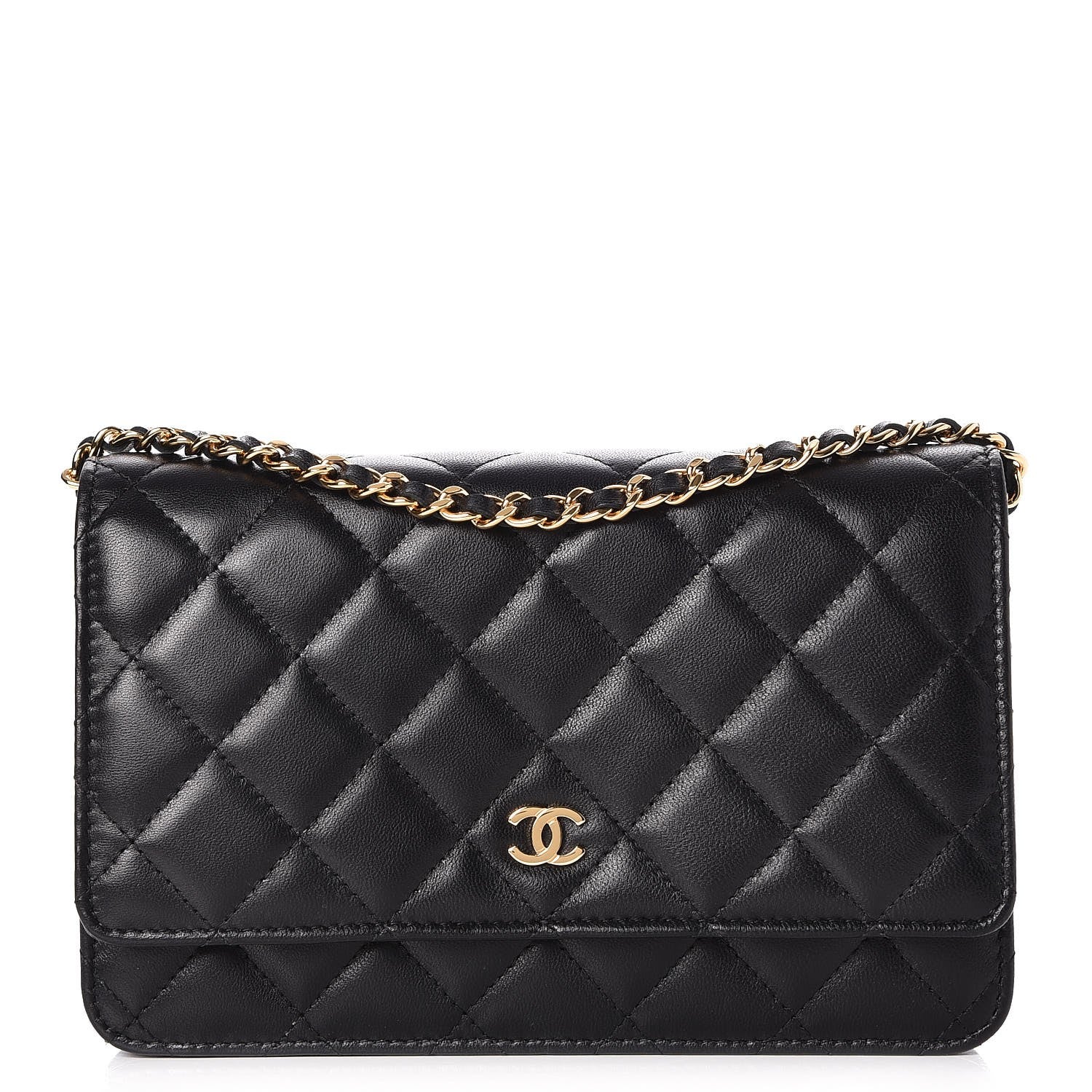Chanel Lambskin Quilted Wallet On Chain WOC Black 1 of 9