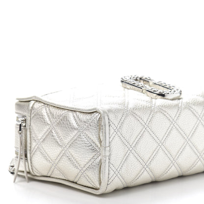 Marc Jacobs Metallic Grained Calfskin Quilted Double Stitched The Status Shoulder Bag Silver 9 of 15