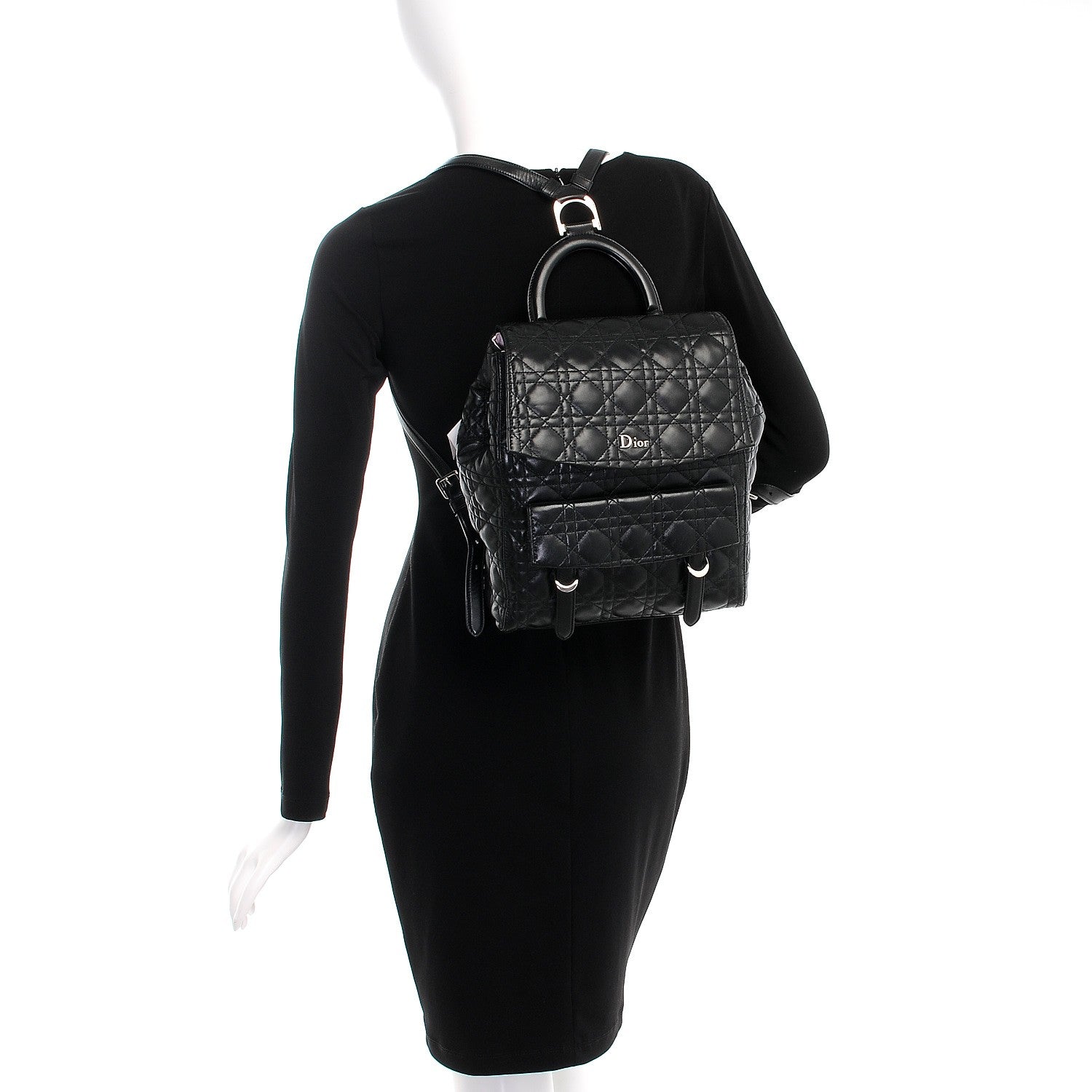 Christian Dior Lambskin Cannage Large Stardust Backpack Black 2 of 8