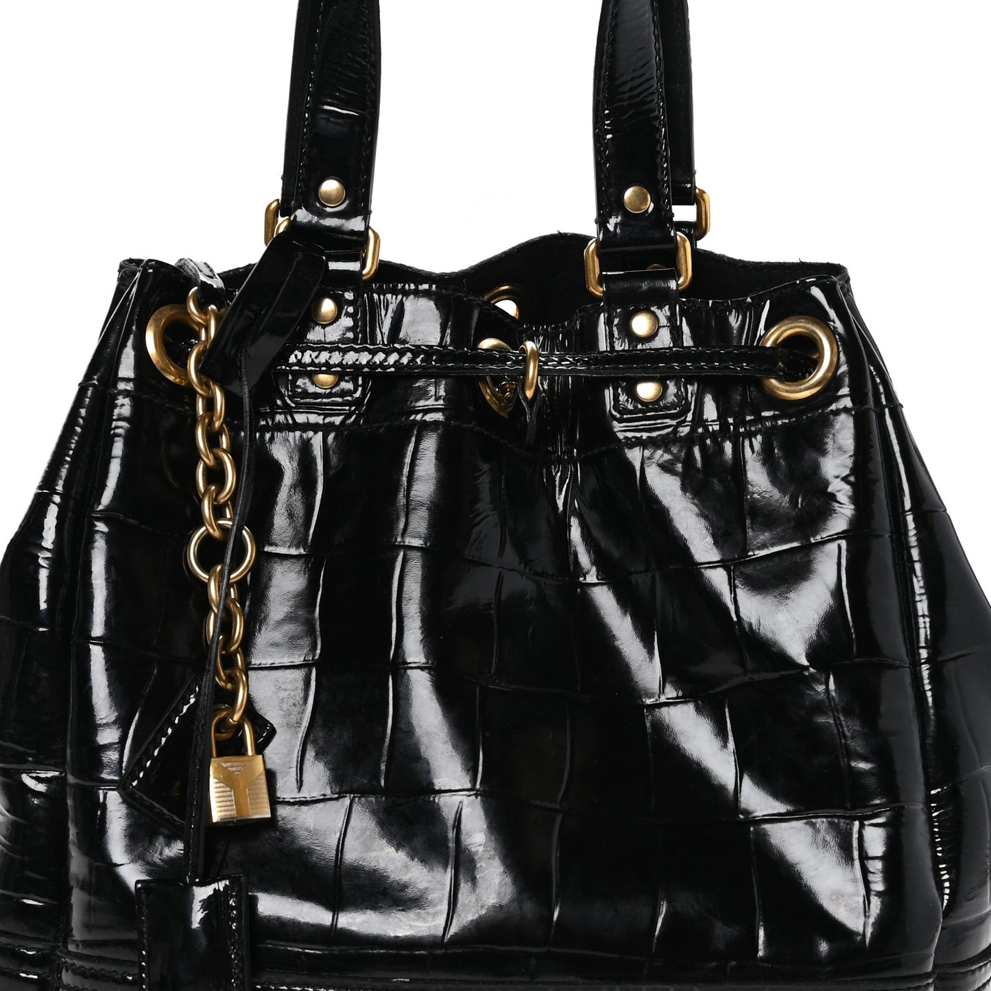 Patent Croc Overseas Tote Black