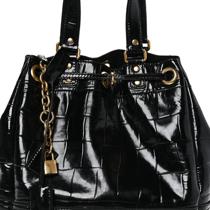 Saint Laurent Patent Croc Overseas Tote Black 9 of 13