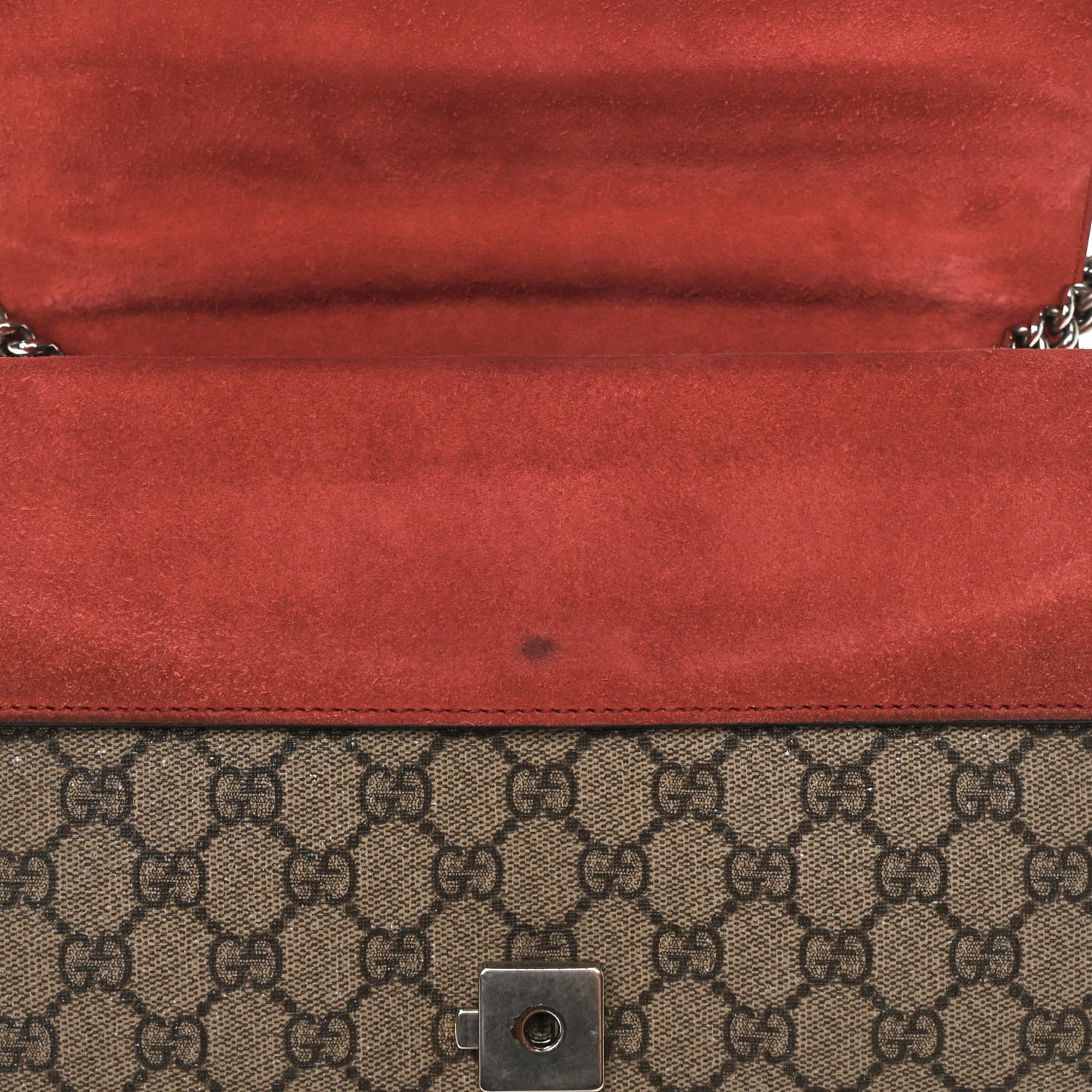 Gucci GG Supreme Monogram Suede Small Dionysus Shoulder Bag Beige Ebony Vulcanic Red 14 of 18