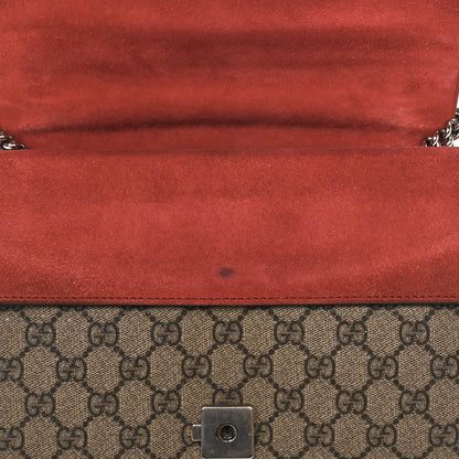 Gucci GG Supreme Monogram Suede Small Dionysus Shoulder Bag Beige Ebony Vulcanic Red 14 of 18