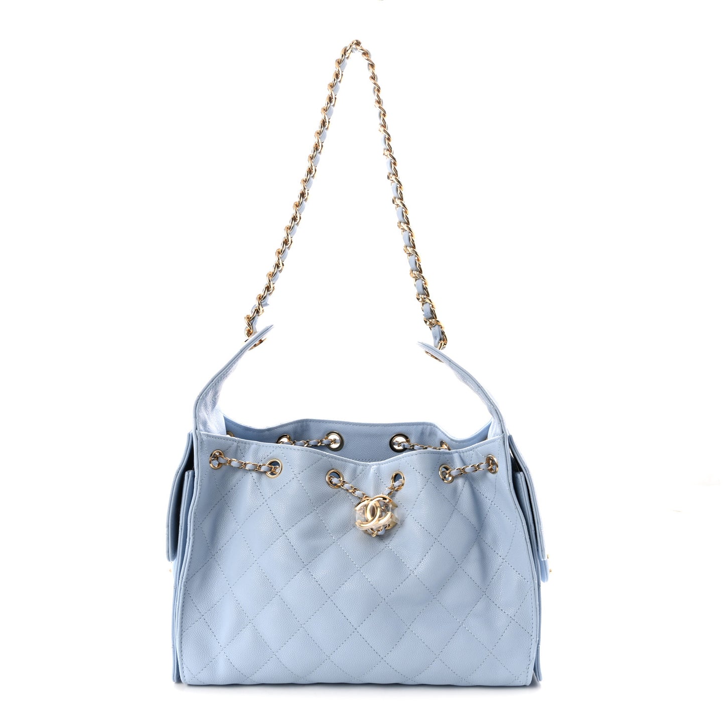 Caviar Quilted Small Chanel 25 Handbag Light Blue