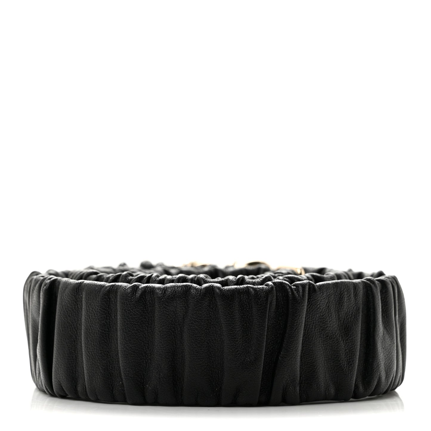Calfskin Strass Ruched Rope CC Belt 80 32 Black