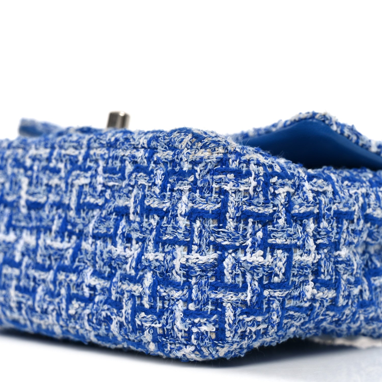 Chanel Tweed Quilted Mini Rectangular Flap Blue White 10 of 11