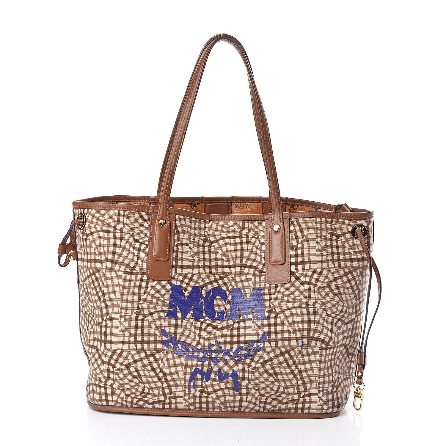MCM Visetos Medium Liz Reversible Shopper Tote Cognac 5 of 20