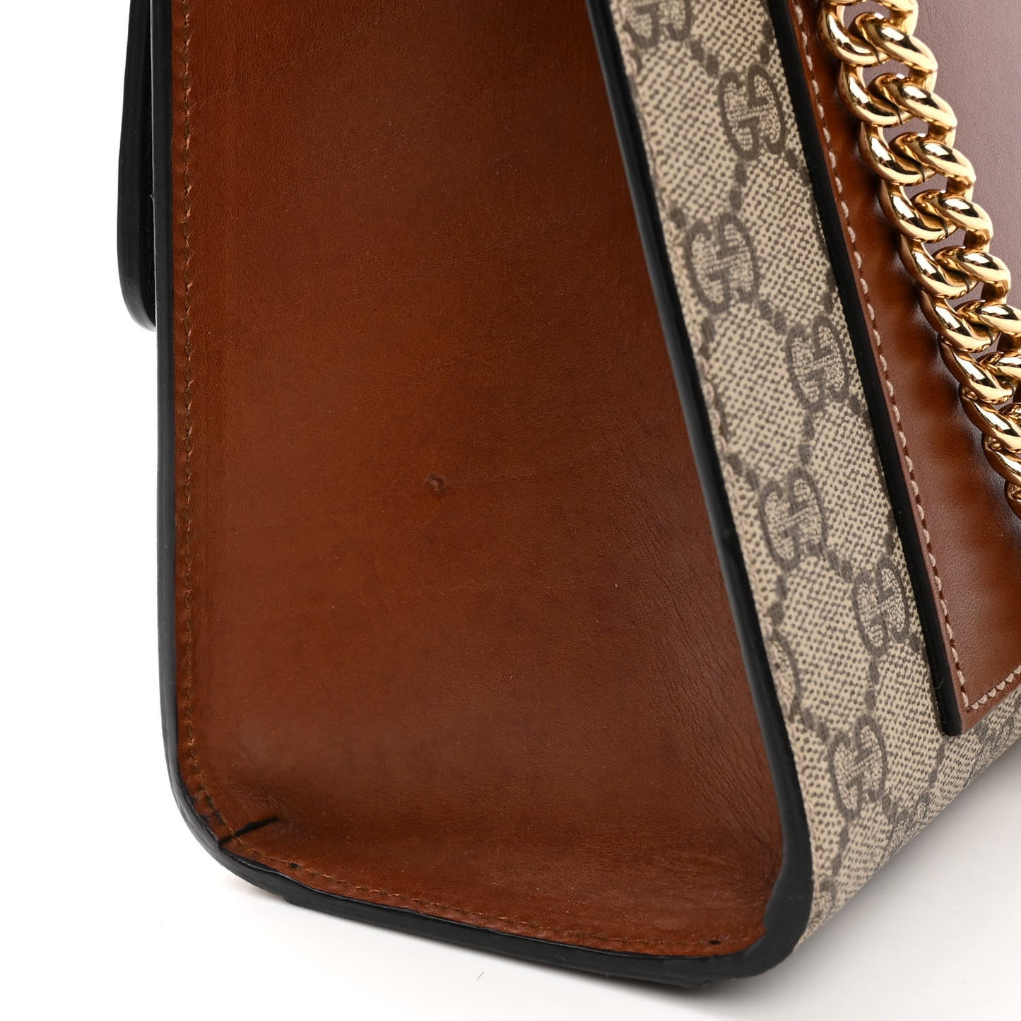 GG Supreme Monogram Calfskin Medium Padlock Shoulder Bag Beige Black Cuir