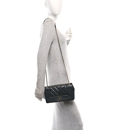 Chanel Sheepskin Chevron Quilted Medium Vintage Mademoiselle Flap Black 2 of 11