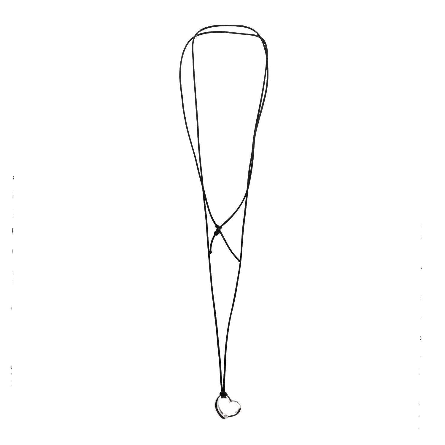 Tiffany Sterling Silver 36mm Elsa Peretti Open Heart Pendant Cord Necklace 3 of 4
