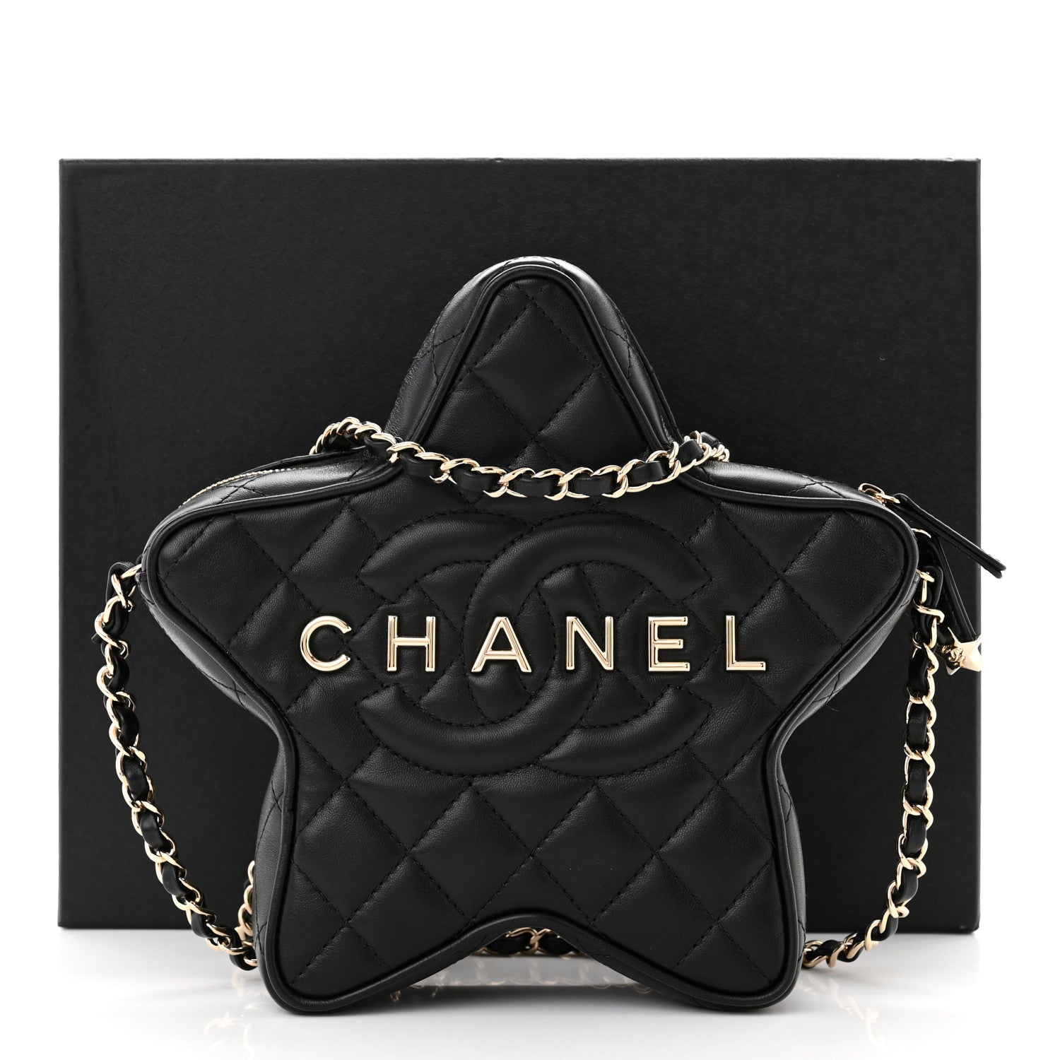 Chanel Lambskin Quilted Walk of Fame Star Bag Black 11 of 11