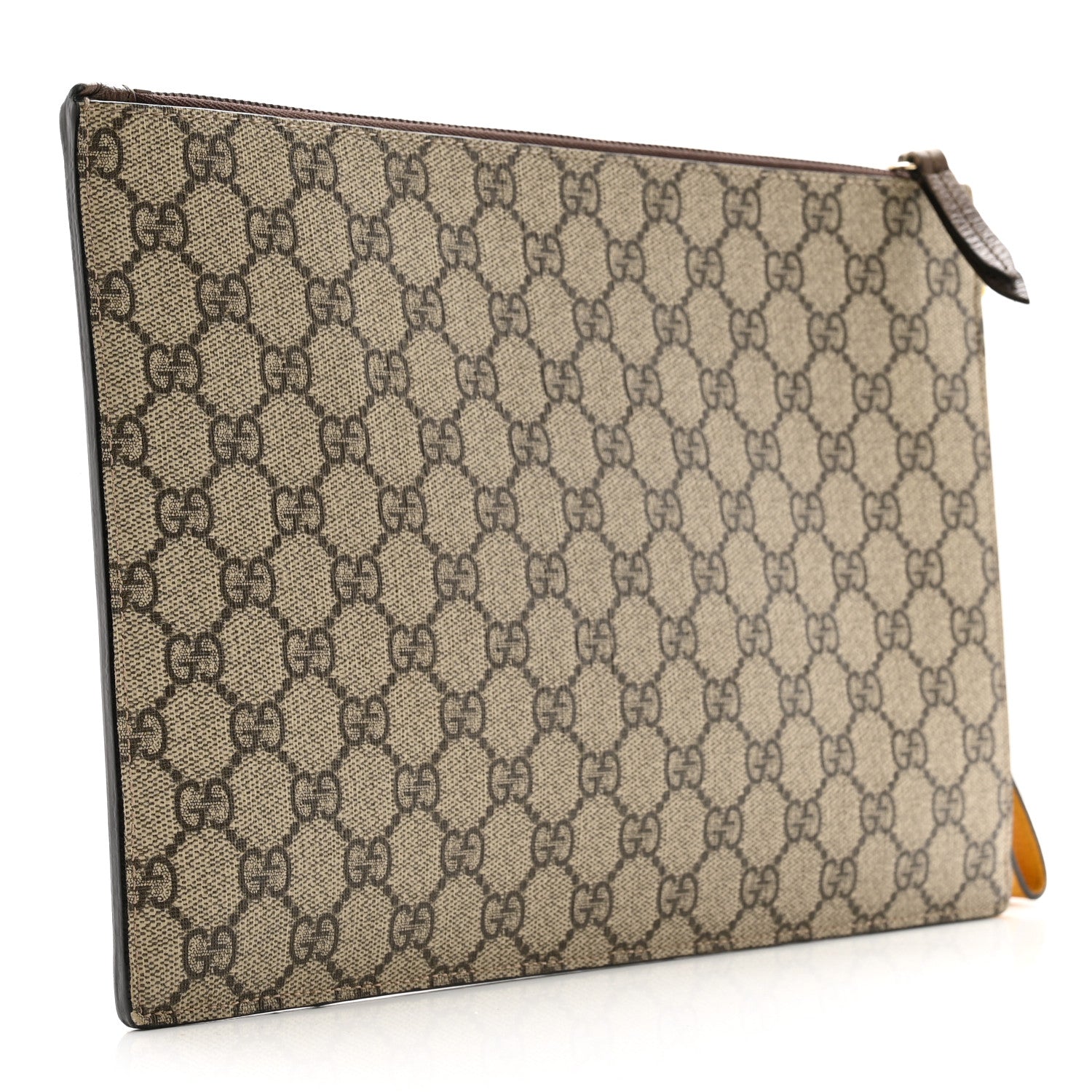 Gucci GG Supreme Monogram Neo Vintage Zip Wristlet Pouch Beige New Acero Crop 3 of 9
