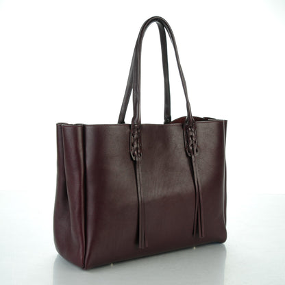 Lanvin Smooth Calfskin Small Fringe Shopper Tote Aubergine 3 of 10