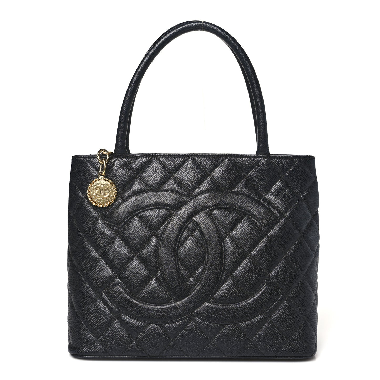 Caviar Quilted Medallion Tote Black