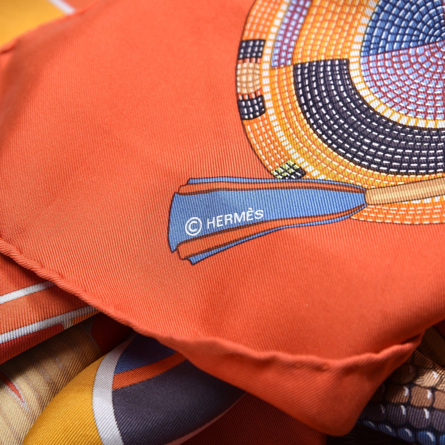 Silk L'Art Indien Scarf 90 Orange Jaune Bleu