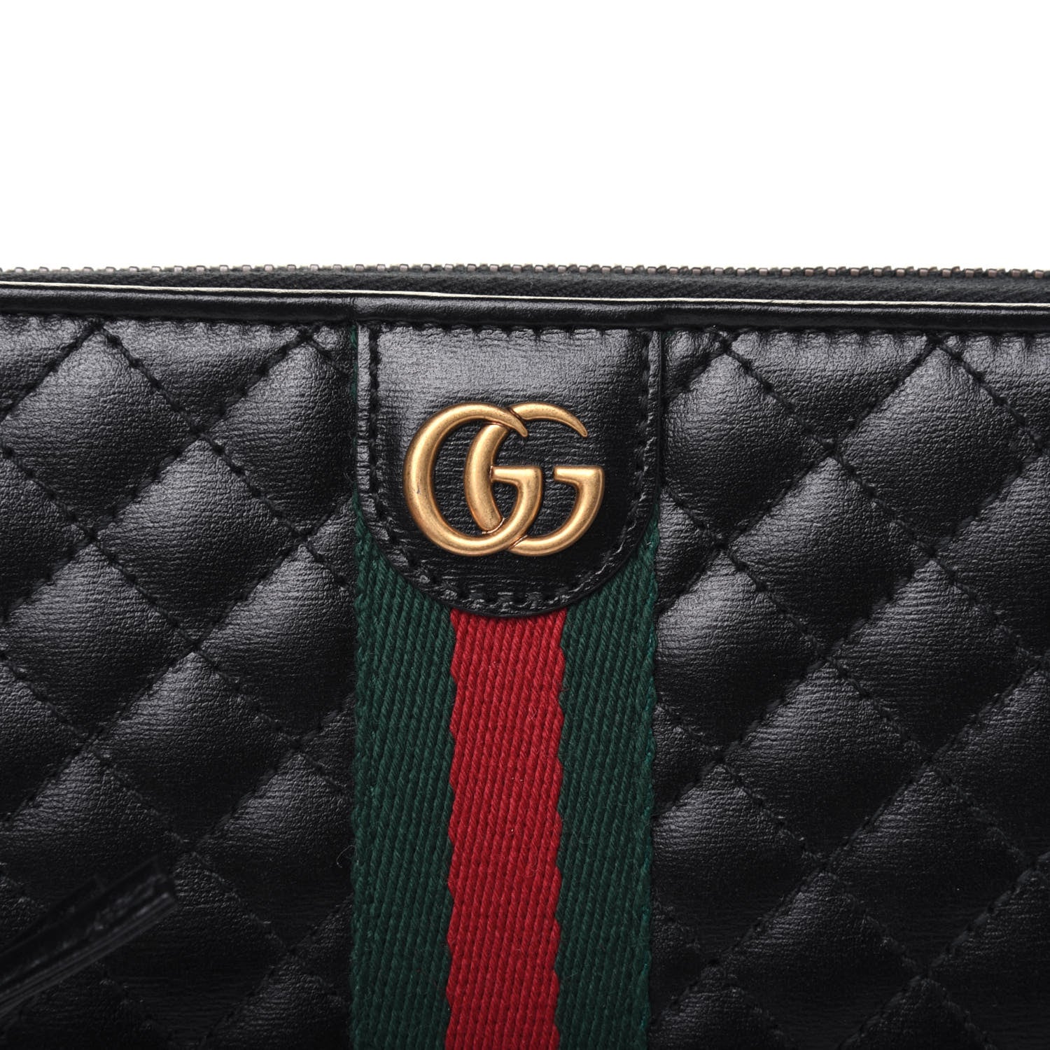 Gucci Calfskin Web Trapuntata GG Zip Around Wallet Black 11 of 12