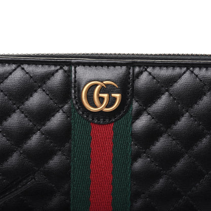 Gucci Calfskin Web Trapuntata GG Zip Around Wallet Black 11 of 12
