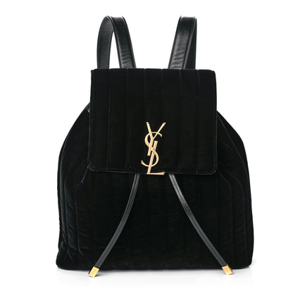Saint Laurent Velvet Matelasse Vicky Backpack Black 1 of 14