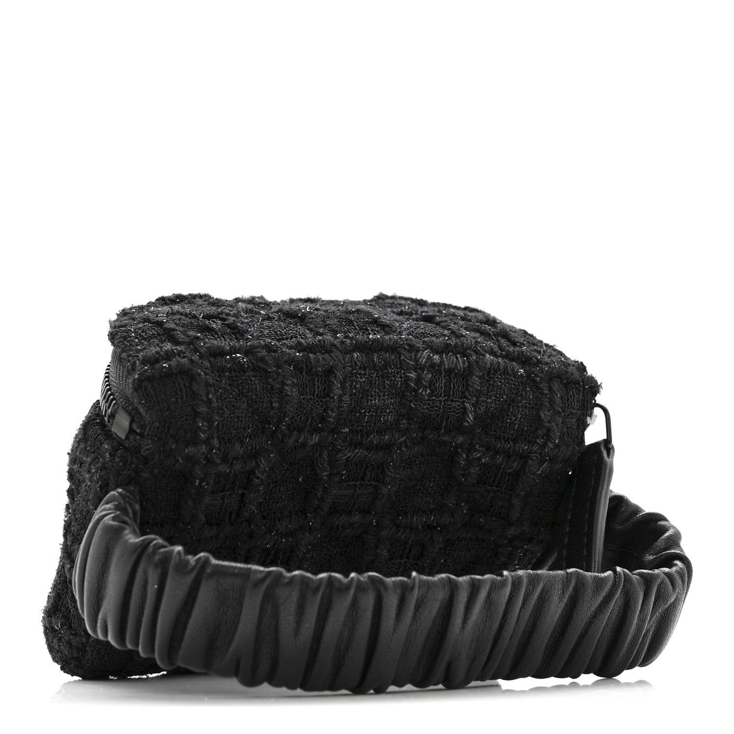 Chanel Tweed Lambskin Quilted Arm Coin Purse Black 1853537