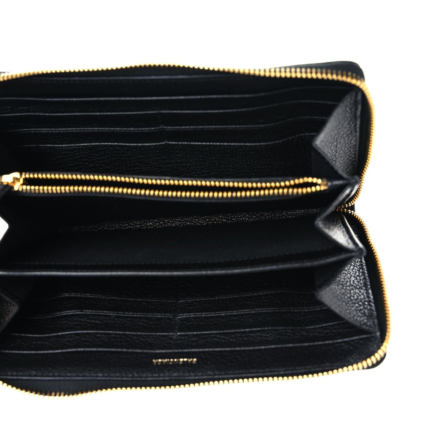 Balenciaga Chevre Gold Metallic Edge Hardware Zip Around Wallet Black 5 of 8