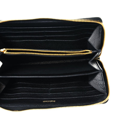 Balenciaga Chevre Gold Metallic Edge Hardware Zip Around Wallet Black 5 of 8
