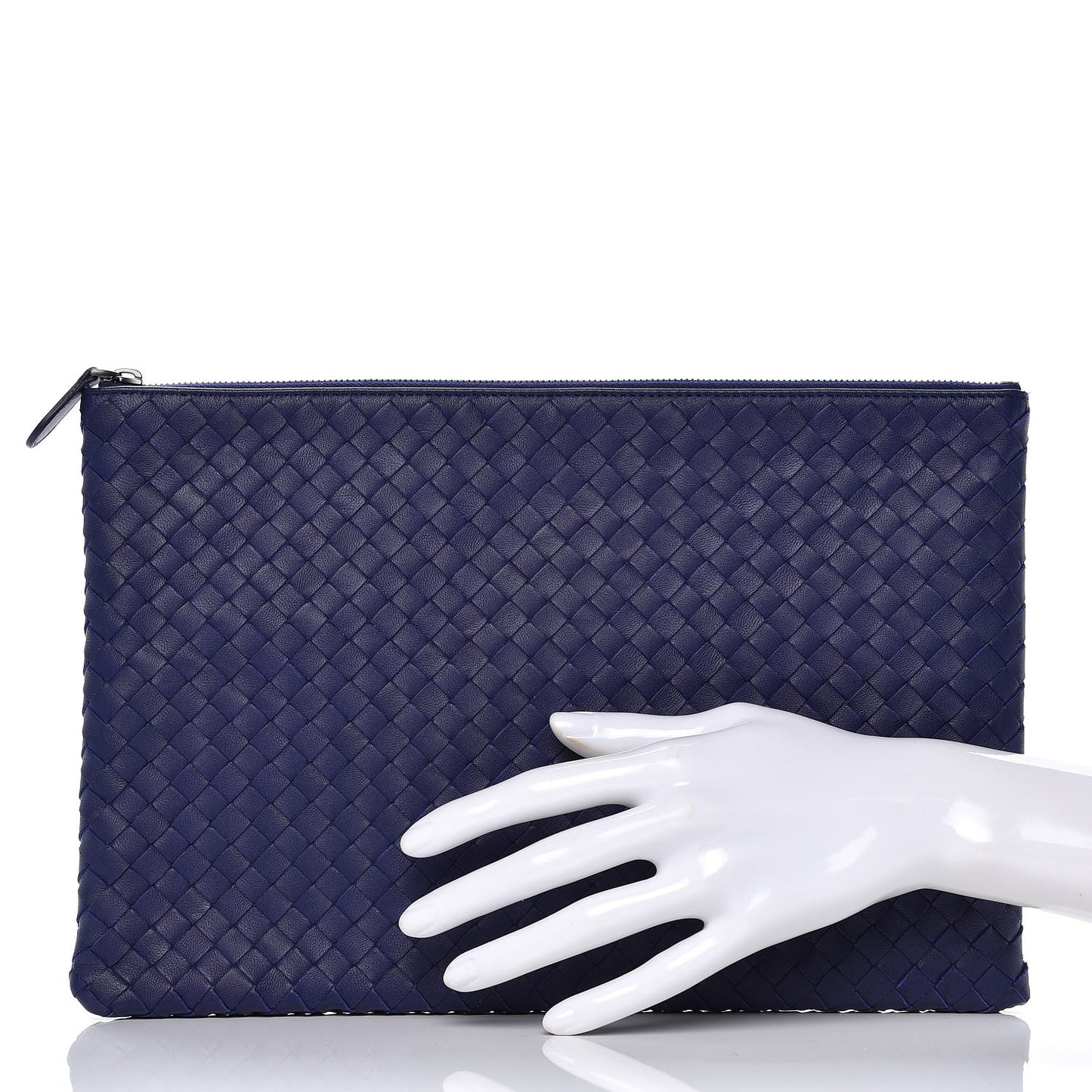 Nappa Intrecciato Large Flat Zip Biletto Pouch