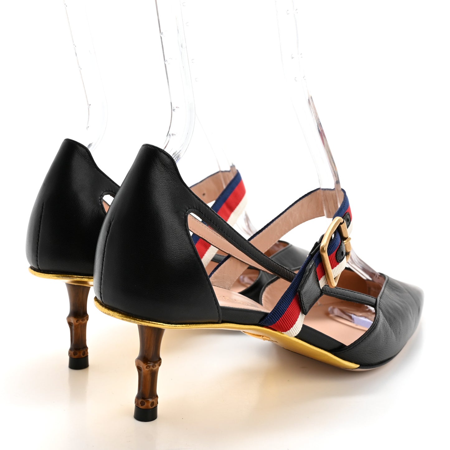 Malaga Kid Grosgrain Sylvie Web Bamboo Low Heel Pumps 38 Black